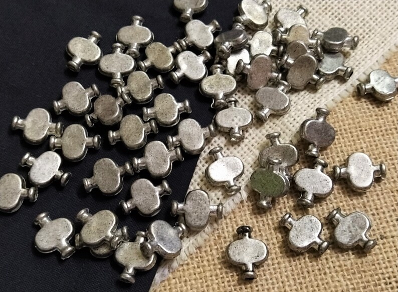 Indian Spacer Beads Antique Silver Metal Tube Beads Ethnic Tribal Jewelry Supplies 30 pcs Boho DIY