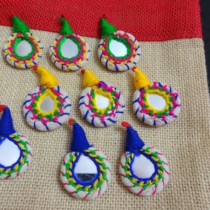 Appliques, Mirror Appliques, Kutch Hand Embroidered Appliques, Decorative Appliques, Banjara Appliques - Yellow 2 pcs