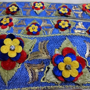 Sierstrippen, Indische Lace, handgemaakte Trim, Saree grens, netto stof Lace, fluwelen bloem Trim, Indische Craft lint - 6 werven