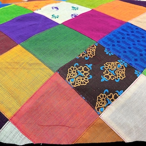 Patchwork Cotton Fabric, Indian Recycled Fabric, Indian Textile, Boho Crafting Sewing Jewelry Fabric - Multi 50&quot;