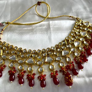 Indian Statement Jewelry, Ethnic Indian Kundan necklace, Multi-Layered Beaded Wedding Choker, Bridal Jewelry with Earrings