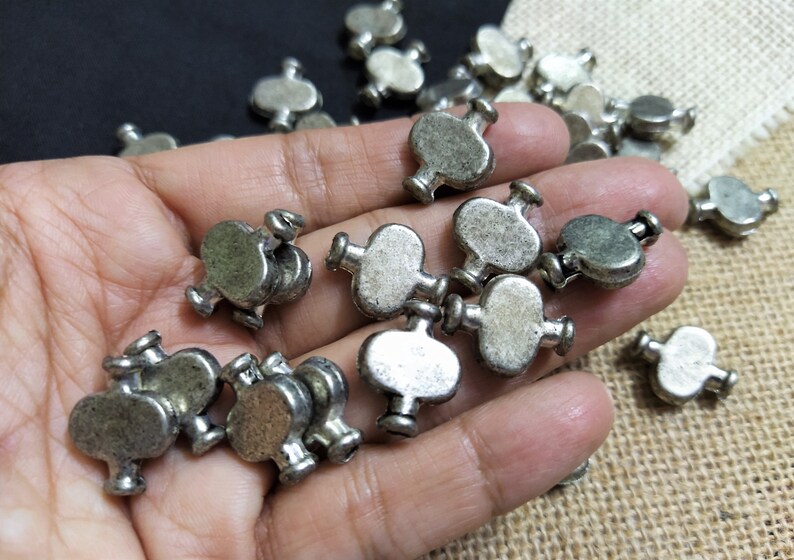 Indian Spacer Beads Antique Silver Metal Tube Beads Ethnic Tribal Jewelry Supplies 30 pcs Boho DIY