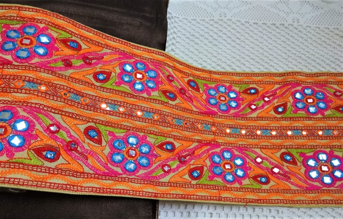 Indian Lace Embroidered 7 Broad Trim Sari Border Etsy