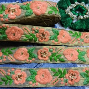 Indian geborduurd kant, Floral decoratieve trim, Craft lint, Sari grens, tijdschrift verfraaiing, Boho stof kant, bruiloft naaien levering-1 Yard