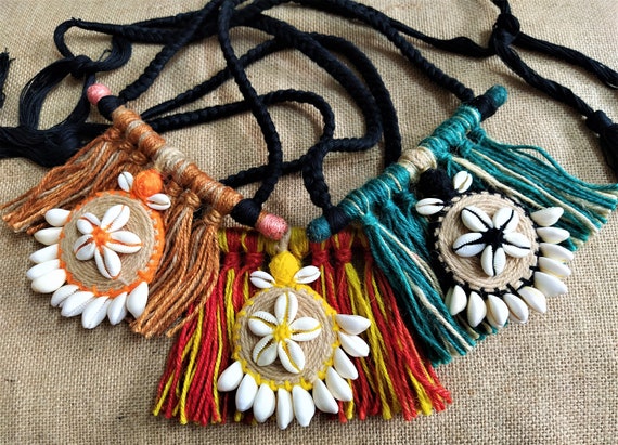 Bright Colourful PomPom Tassel Rope Handmade Turkish Gypsy Nepal Ethnic Necklace