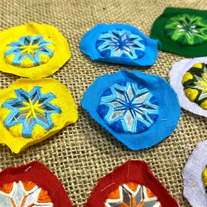 Indian Mirror Appliques, Hand Embroidered Decorative Appliques, Decorative Shisha Mirrors, Craft Supplies - Mixed 12 pcs