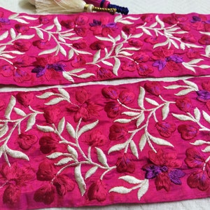 Indische Spitze, dekorative Sari Grenze, rosa bestickt ethnischen Trim, indische Blumen Handwerk Band, Boho, Scrapbook, Journal - 1 Meter