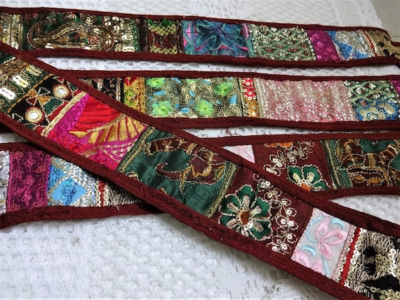one yard patch work lace BBB Handmade Trim Sewing Supply Zari Lace Indian Patch Embroidered Lace Fabric Lace Saree Border