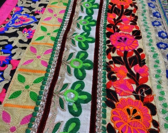 Indian Embroidered Fabric, Lace work fabrics, Indian Textile, Boho Decor, Ethnic, Remnant, Bridal Sewing Supply, Zari Fabric 12"L x 36"W