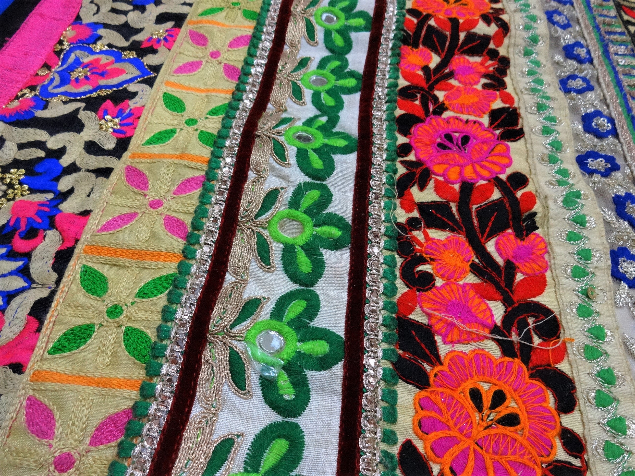 インド刺繍生地、レースワーク生地、インド織物、ボヘミアン装飾