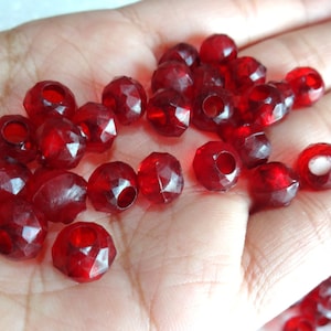 Dark Red Acrylic Beads, Saucer Beads, Faceted Acrylic Rondelle Beads, Indian Jewelry Supplies - 600 pcs