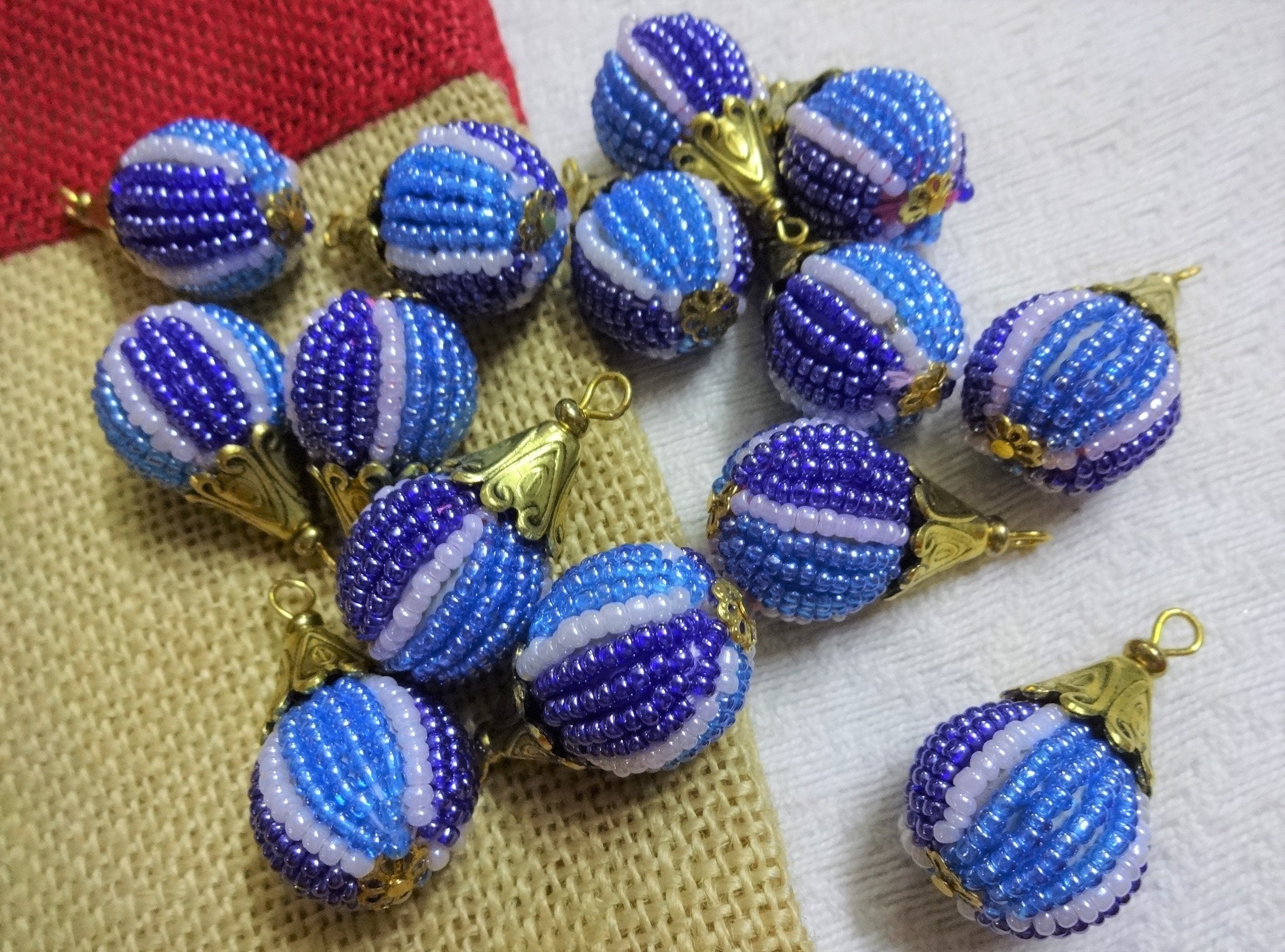 Fall Favorites Mix Mini Tassels With Gold Binding Blue 