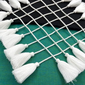 Cordão de algodão torcido, cordão de pulseira, amarração de cortina - Embrulho para presente, cordão de joias, borlas de sári, faça você mesmo - 12 peças, branco