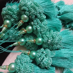 Handmade Crochet Tassels, Beaded Tassel, Bridal Tassels, Decorative Tassels, Saree Blouse Tassels, Indian Tassels, Latkans - set of 2