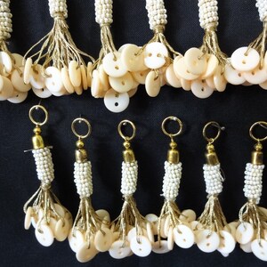 Tassels, Beaded Tassels, Mini ButtonTassels, Cream/Ivory Tassels, Decorative Tassels, Saree Tassels, Indian Tassels, Sewing Latkans - 4 pcs