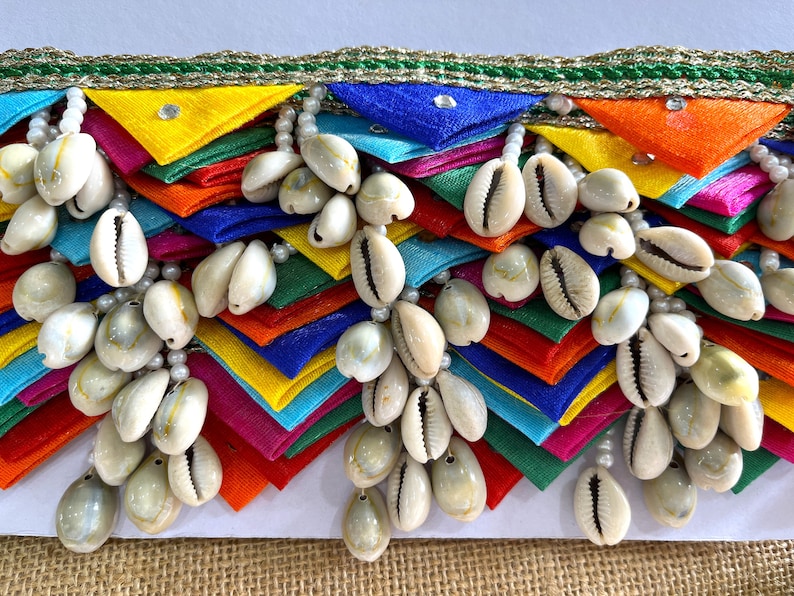 Indian Natural Seashells Tassels Border Lace Trim Hand Woven With ...