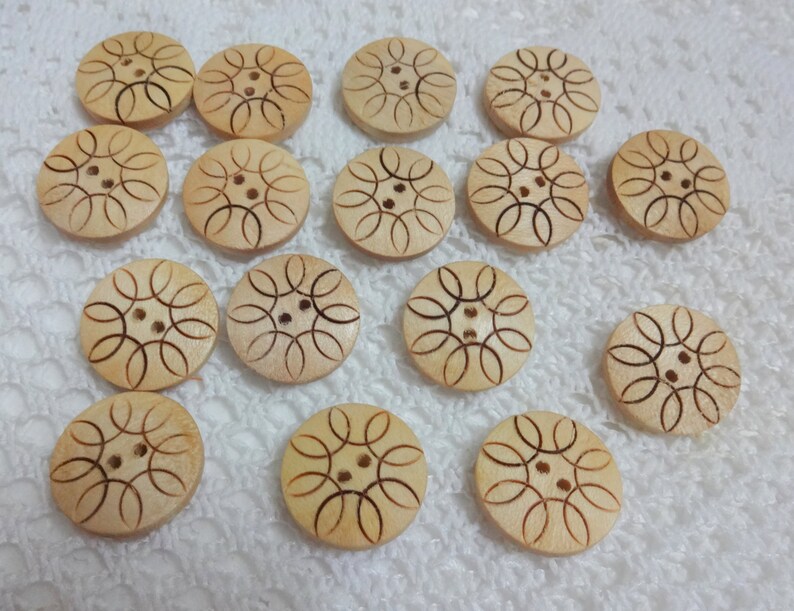 25 mm Wood Buttons, Natural Wood Large Buttons with Two Holes, Indian Sewing Buttons, Craft Supplies 30 pcs image 2