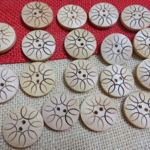 25 mm Wood Buttons, Natural Wood Large Buttons with Two Holes, Indian Sewing Buttons, Craft Supplies 30 pcs image 3