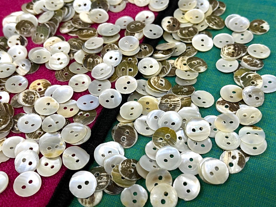 11 Mm Mother of Pearl Shell Buttons, Ivory Cream off White, Round Shape ...