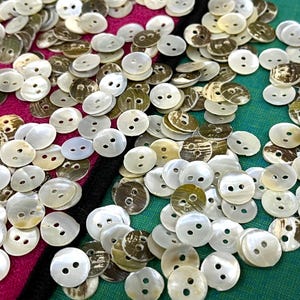 11 mm Mother of Pearl Shell Buttons, Ivory Cream Off White, Round Shape Sewing Craft DIY Scrapbook Decorative Wedding Embellishment 150 pcs
