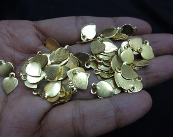 300 Pcs  Brass Leaf Charms, Leaf Pendant Gold Plated - Jewelry Supplies, Indian Brass Charms - Small Leaf Charms