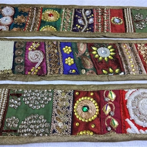 Indian Patch Embroidered Lace,Ethnic Trim,Sari Border,Multicolor Fabric Lace,Boho Journal Scrapbook Embellishment,DIY Sewing Crafting- 1 yrd