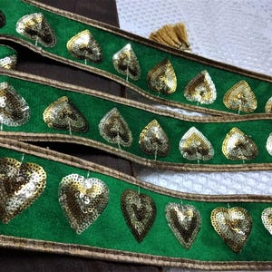 Indische Spitze, Gestickte Paillettenborte, Handwerk Band, Sari Borte, Journal Verschönerung, Samtstoff Dekorative Spitze - 1 Meter