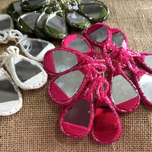 Appliques, Mirror Appliques, Zari Embroidered Decorative Appliques, Indian Mirror Tassels, Bridal Embellishment - Choose Color 6 pcs