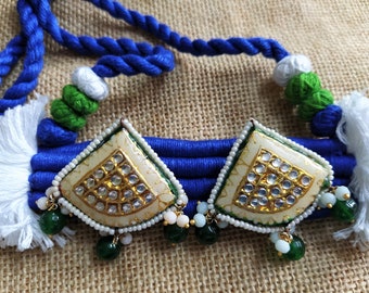 Indian Jewelry, Ethnic Earrings, Traditional Bollywood Earring, Enamel and Kundan Wedding Earrings, Gift for her