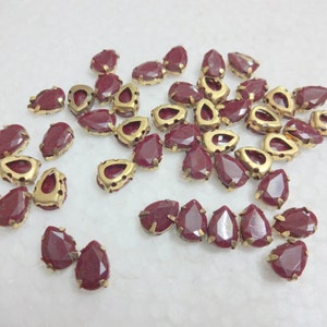 100 pcs Sew on Rhinestones /Acrylic Rhinestones with brass Prong setting flat back, Indian Craft Supplies  - Drop Shaped