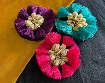 12pcs Silk Tassels, Decorative Silk hangings, Zari wrapped Silk tassels, Indian Mini Tassels, Sari Latkans - Choose Color