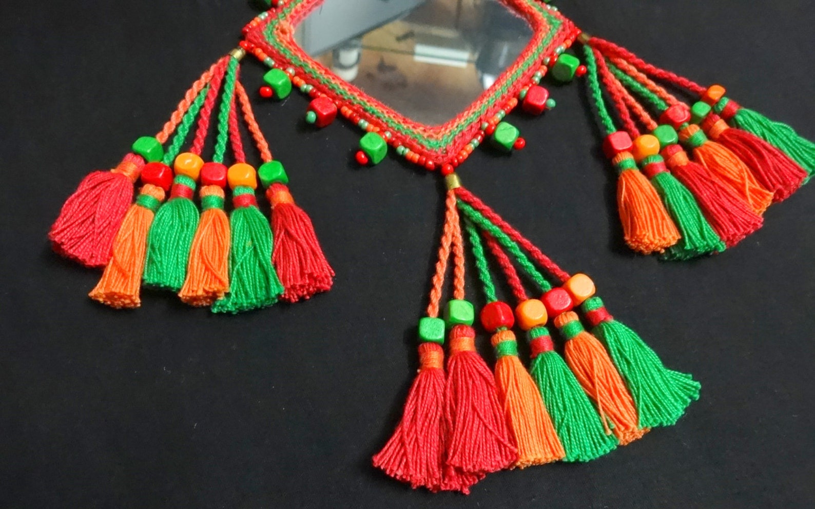 Large Mirror Indian Tassel Purse & Handbag Decoration Mirror Etsy