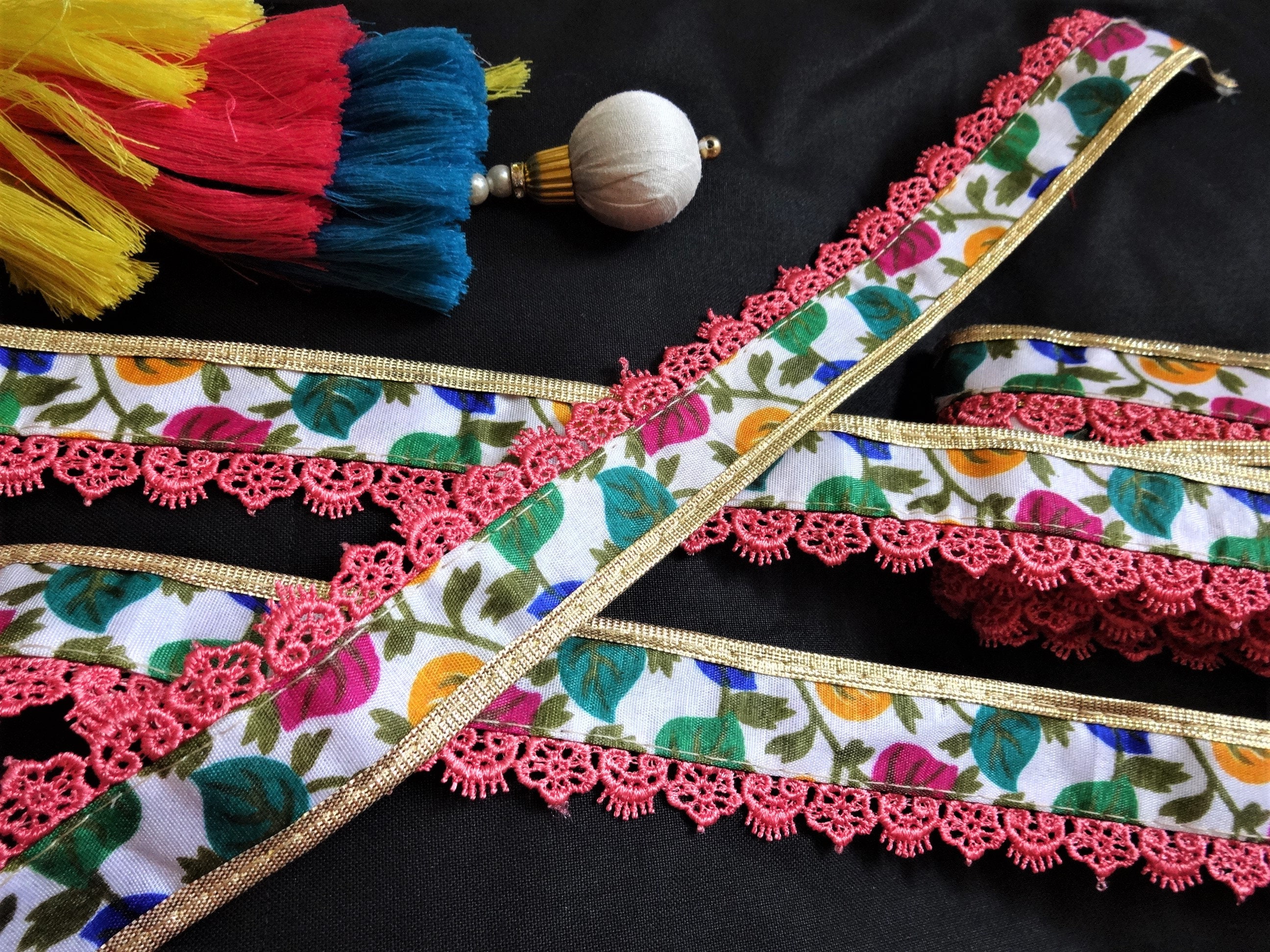 Indian Printed fabric Lace Fabric Trim Decorative Ribbon Etsy