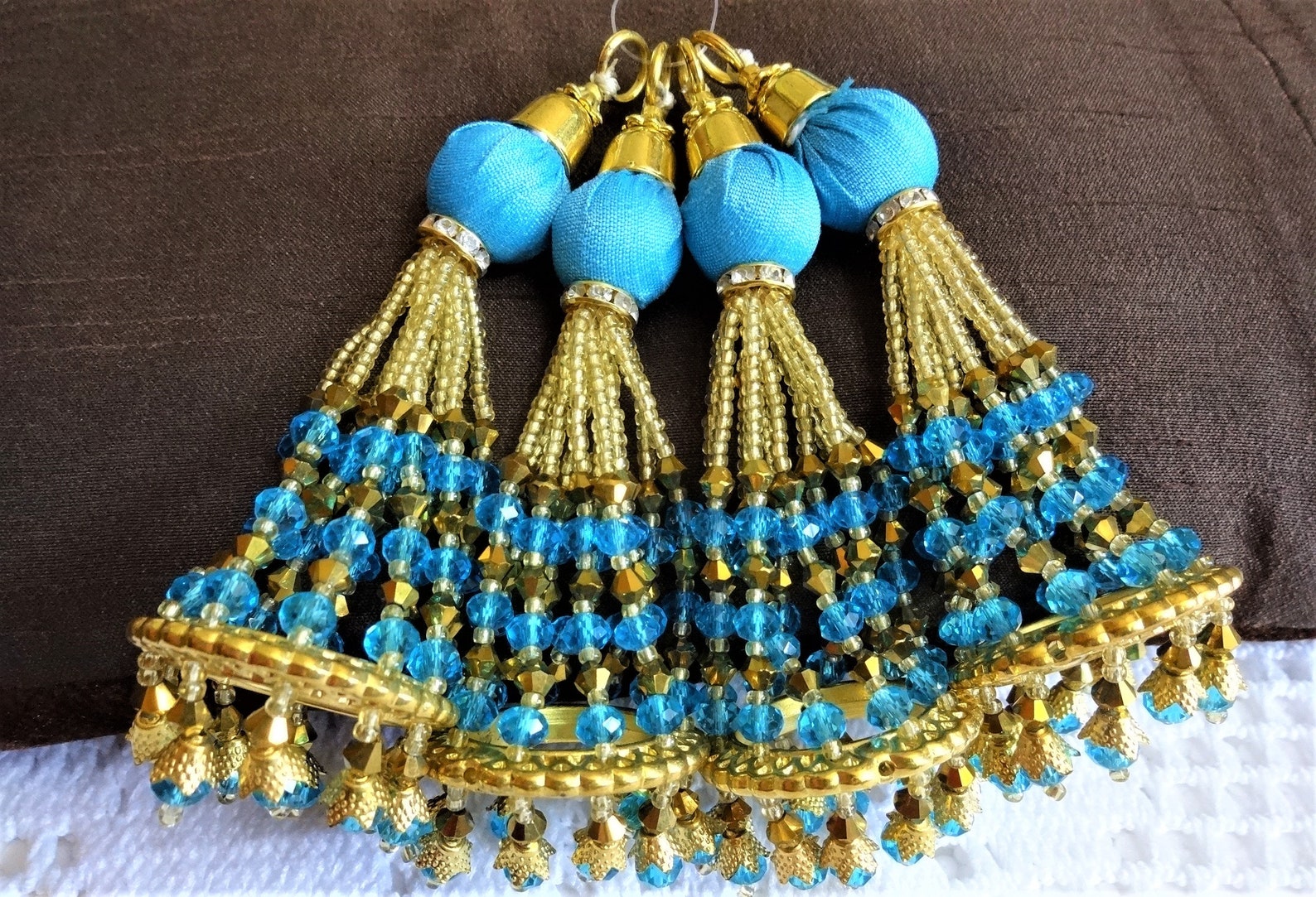 Indian Tassels Beaded Tassels Fabric Ball Tassels Bridal Etsy