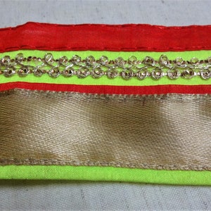 Dentelle indienne, ruban décoratif d’artisanat, approvisionnement de couture, garniture brodée de tissu de néon, embellissement de journal de scrapbook 6 mtrs