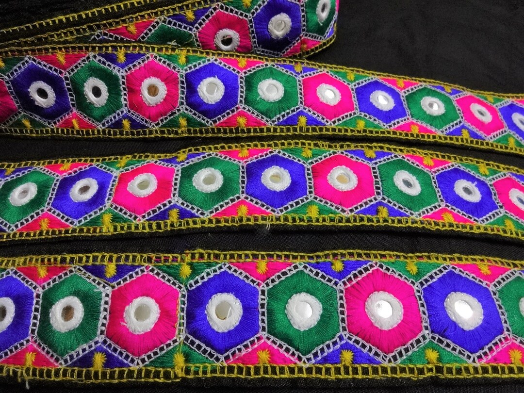 Indian Trim Embroidered Fabric Lace Decorative Craft Ribbon Etsy