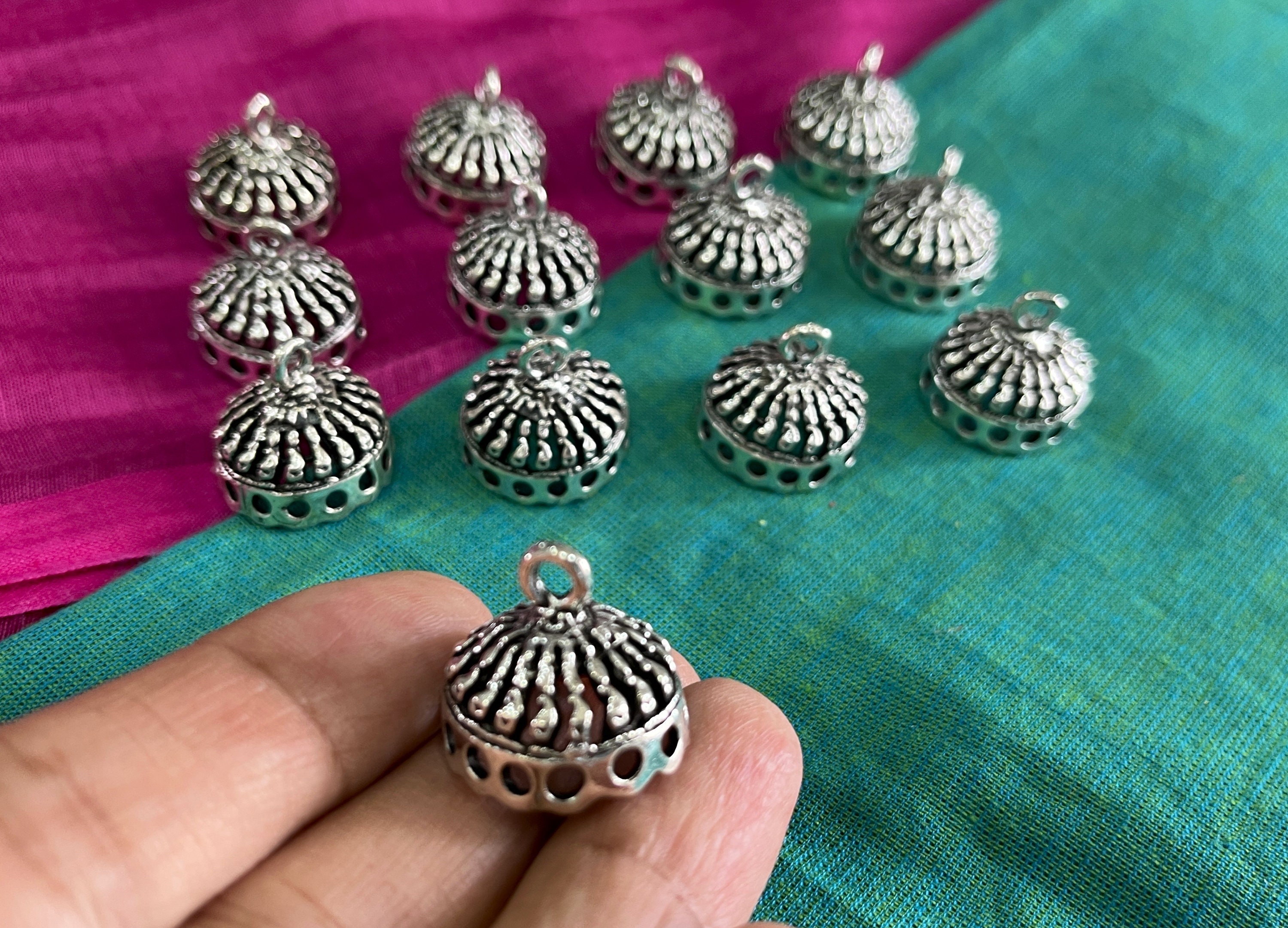 Antique Silver Tone Metal Findings, Indian Ethnic Earring