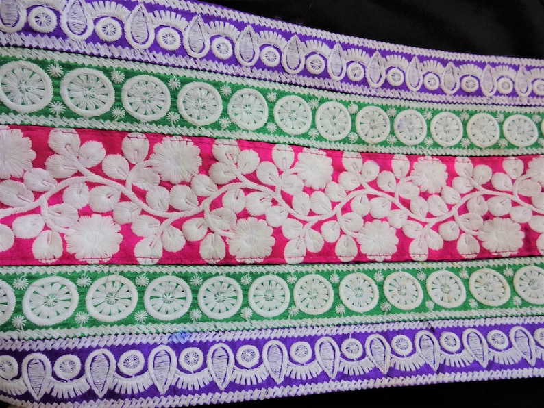 Indian Lace 8 Broad Embroidered Trim Decorative Etsy