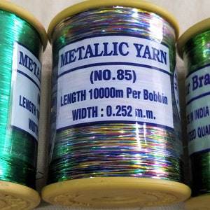 Indian Threads, Premium Metallic Flat Badla [Shiny Lurex] Thread for Embroidery Work, Beading, Jewelry Making, Craft Material - Choose Color