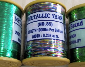 Hilos indios, hilo plano metálico premium Badla [Lúrex brillante] para bordado, abalorios, bisutería y manualidades. Elige el color.