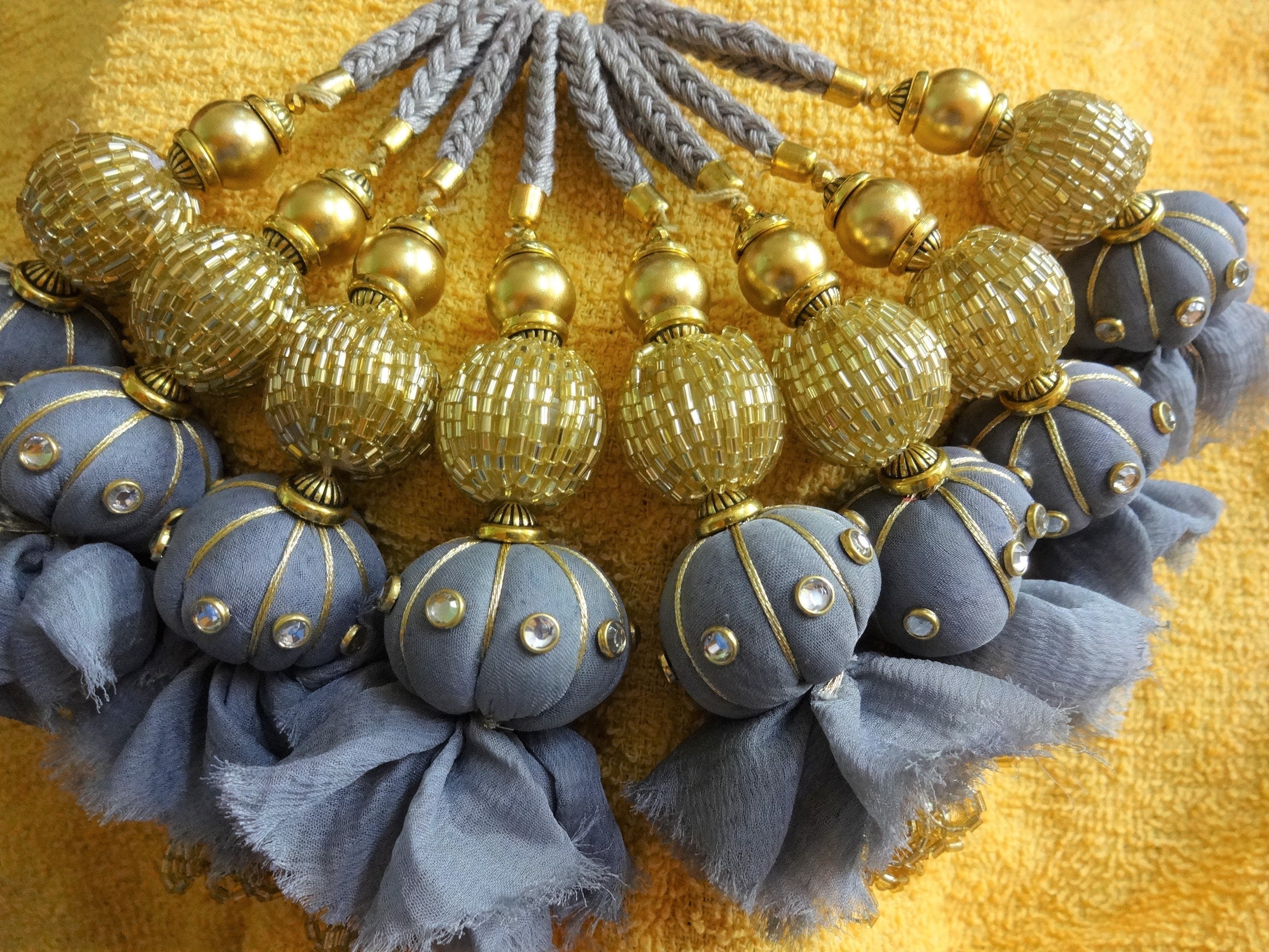 Indian Tassels Beaded Ball Tassels Decorative Kundan Zari Etsy