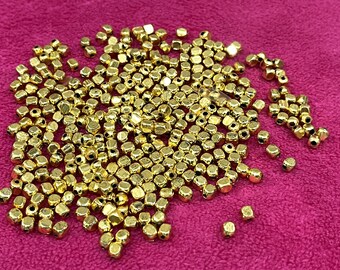 Cuentas de metal, suministros de joyería india, cuentas espaciadoras de cubo de metal chapadas en oro rosa, cuentas de pulsera, bricolaje - 4 mm 500 piezas