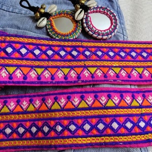 Indische bestickte Trim, rosa Stoff Spitze, dekorative Handwerk Band, Nähen Versorgung, Boho Grenze, Scrapbook Journal Verschönerung, DIY - 1 Meter