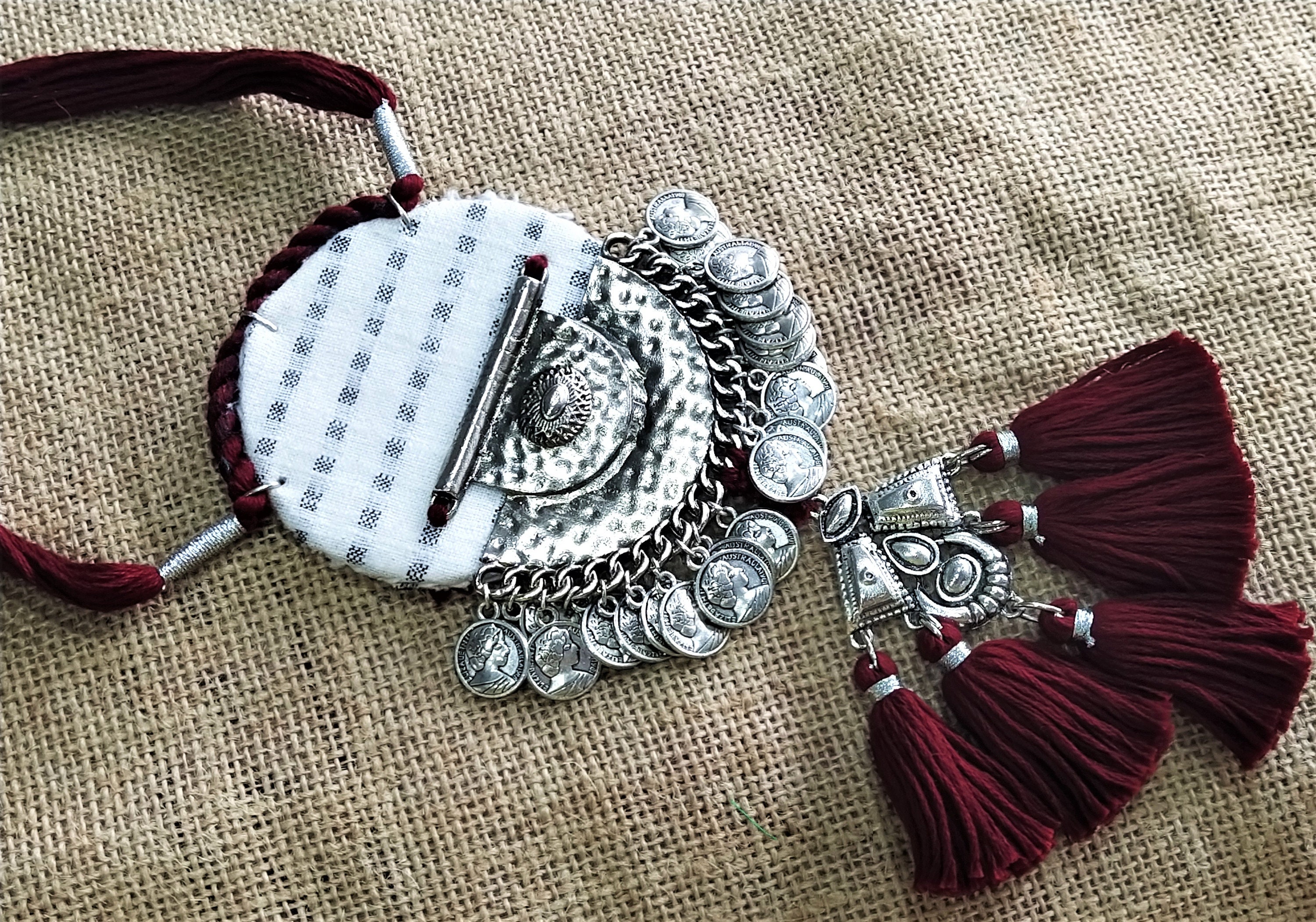 Banjara Tribal Jewelry Ethnic Necklace Indian Fabric & Metal Etsy