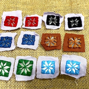Indian Mirror Appliques, Hand Embroidered Decorative Appliques, Decorative Shisha Mirrors, Craft Supplies - Mixed 12 pcs