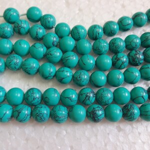Sea Green Color Turquoise Round Beads, Indian Beads, Jewelry Supplies - full strand 16&quot; 6mm