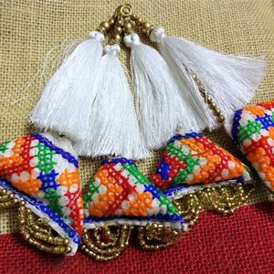 Handmade Fabric Trim Tassels, Silk Tassels, Indian Tassels, White Tassels, Decorative Tassels, Boho  - 2 pcs