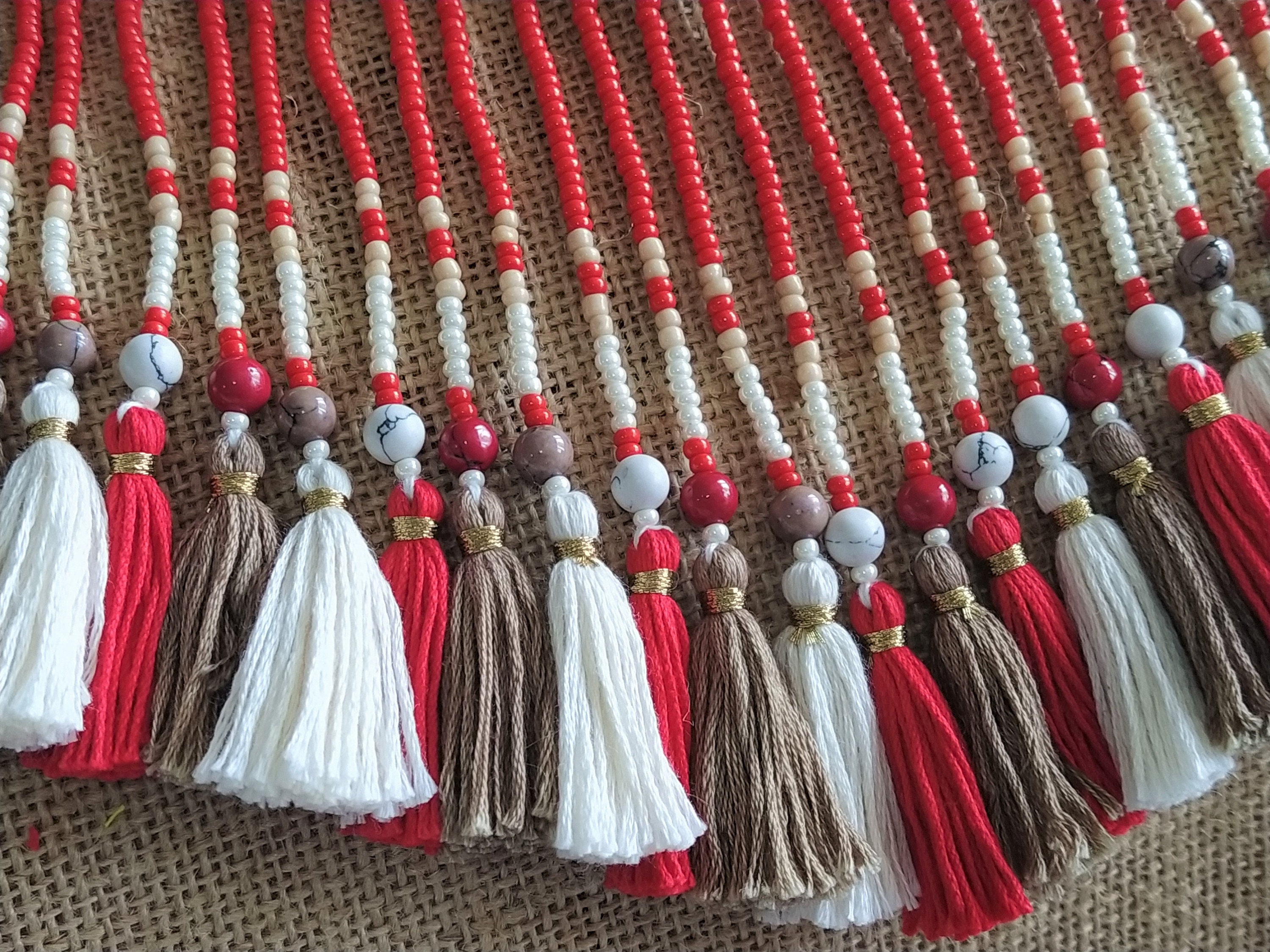 Woven embroidered Ikat tribal fabric long sash necklace choker scarf belt Indian Handmade Fabric Jewelry, Ethnic Tribal Fringe  main image 2