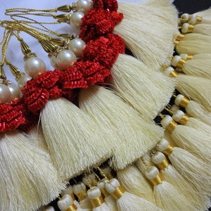 Handmade Crochet Tassels, Beaded Tassel, Bridal Tassels, Decorative Tassels, Saree Blouse Tassels, Indian Tassels, Latkans - set of 2