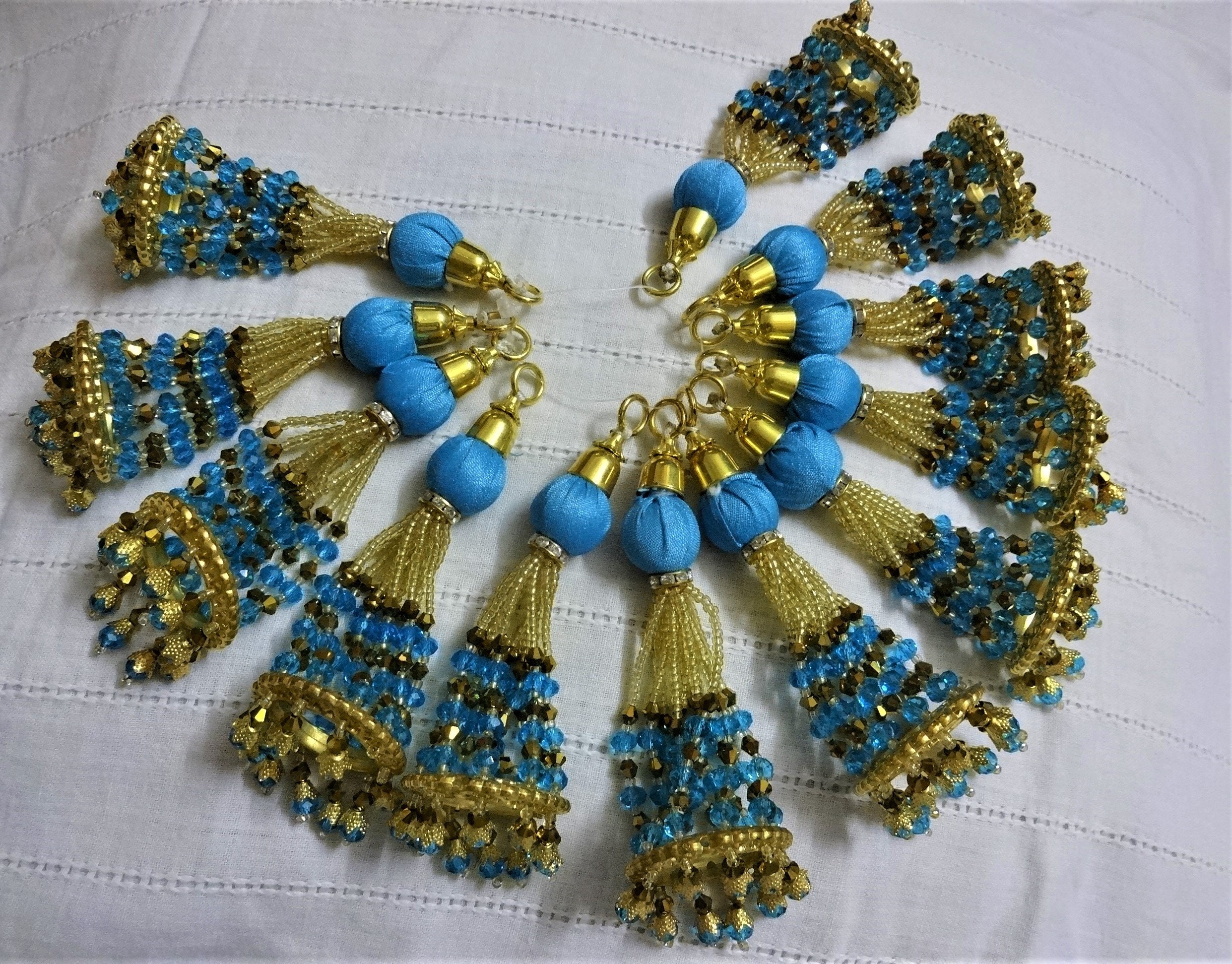 Indian Tassels Beaded Tassels Fabric Ball Tassels Bridal Etsy